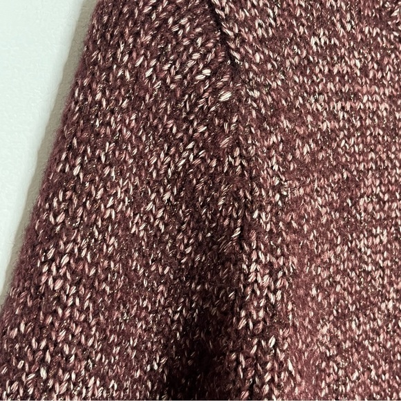 Ann Taylor Size Small Mockneck Maroon Sparkle Heavy Knit Sweater - Picture 2 of 6
